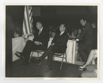 U.S. Vice President Spiro T. Agnew and U.S. Senator Strom Thurmond sitting by flag and in front of crowd by Lonnie W. Fleming Sr.