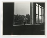 A sharpener on a windowsill overlooking a forest and American flag by Lonnie W. Fleming Sr.