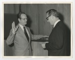 Philip Thompson taking the oath of Mayor of Conway from John Thompson by Lonnie W. Fleming Sr.